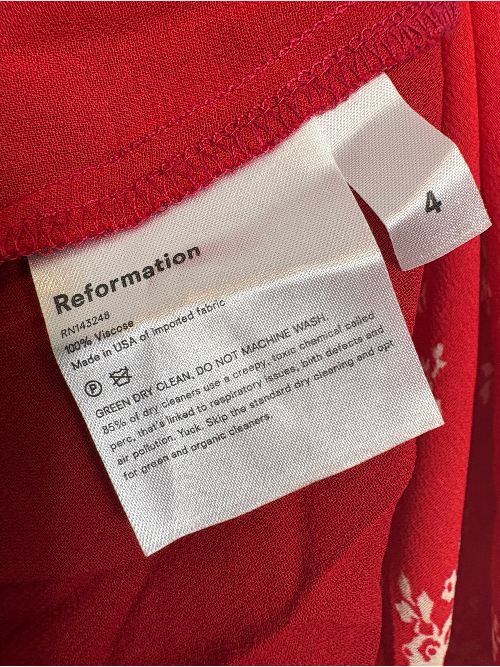 New Reformation Hannah Summer Dress Size 4 Floral Red - Picture 9 of 12